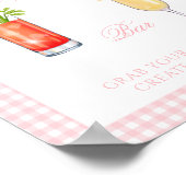 Pink Gingham Bow Preppy Cocktail Bar Sign Poster (Hoek)