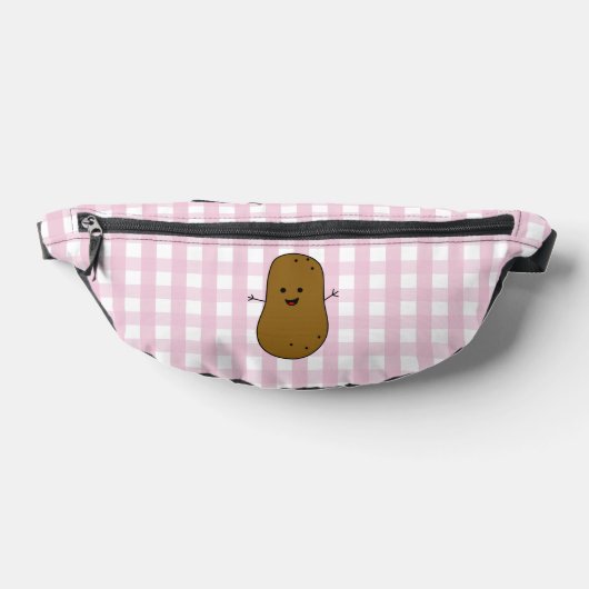 Pink Gingham Brown Potato Heuptasje (Liggend)