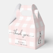 Pink Gingham Bunny Birthday Dank je wel Bedankdoosjes (Achterkant)