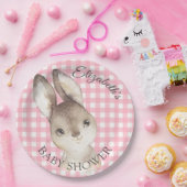 Pink Gingham Bunny Rabbit Baby shower Paper Bord (Feest)