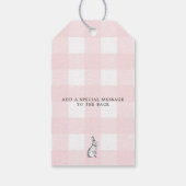 Pink Gingham Bunny Rabbit Hartelijk dank Cadeaulabel (Achterkant)