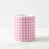 Pink Gingham Check Pattern Two-Tone Coffee Mug (Centre)