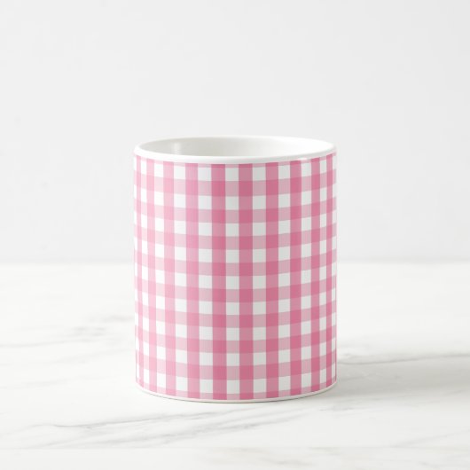 Pink Gingham Check Pattern Two-Tone Coffee Mug (Centre)