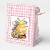 Pink Gingham Checker Verjaardagsfeest Bedankdoosjes (Achterkant)