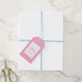 Pink Gingham Christmas Cadeaulabel (Met Touw)
