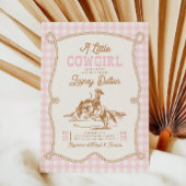 Pink Gingham Cowgirl Baby Shower Invitation