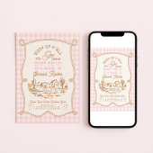 Pink Gingham Cowgirl Birthday Invitation