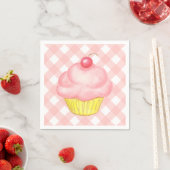 Pink Gingham Cupcake Napkins Servet (Insitu)