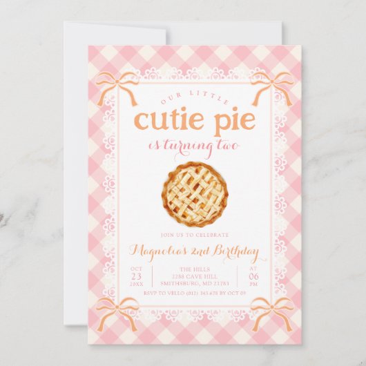 Pink Gingham Cutie Pie ELKE LEEFTIJD Verjaardag Ui Kaart (Voorkant)