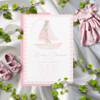 Pink Gingham Een kleine schipper Modern Baby showe