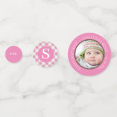 Pink Gingham en Cupcake verjaardag Confetti (Voorkanten)