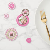 Pink Gingham en Cupcake verjaardag Confetti (Groep)