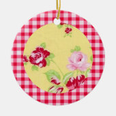 Pink Gingham Floral Ornament (Voorkant)