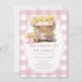 Pink Gingham Fresh Off the Market Vrijgezellenfees Kaart (Voorkant)