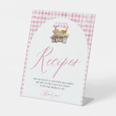 Pink Gingham Fresh van de markt Recepten Douche Reclamebord Met Voetstuk (Voorkant)