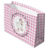 Pink Gingham Gekke Goose Groot Cadeauzakje (Achterkant Gekanteld)