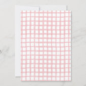Pink Gingham Gingerbread Verjaardag Uitnodiging (Achterkant)