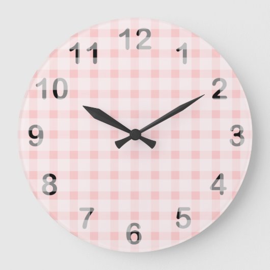 Pink Gingham Grote Klok (Voorkant)