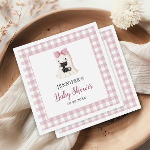 Pink Gingham Halloween Ghost Girl Baby shower Servet