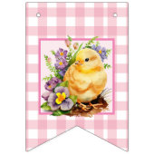 Pink Gingham Happy Birthday Vlaggetjes (Eerste vlag)