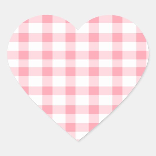 Pink Gingham Hart Sticker (Voorkant)