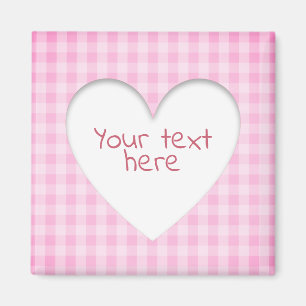 Pink Gingham Heart Magneet