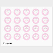 Pink Gingham Heart Ronde Sticker (Vel)