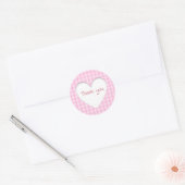 Pink Gingham Heart Ronde Sticker (Envelop)