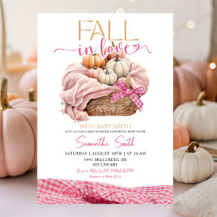 Pink Gingham Herfst in Liefde Herfst Theme Baby sh Kaart