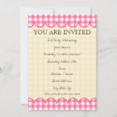 Pink Gingham Invitation Kaart (Voorkant)