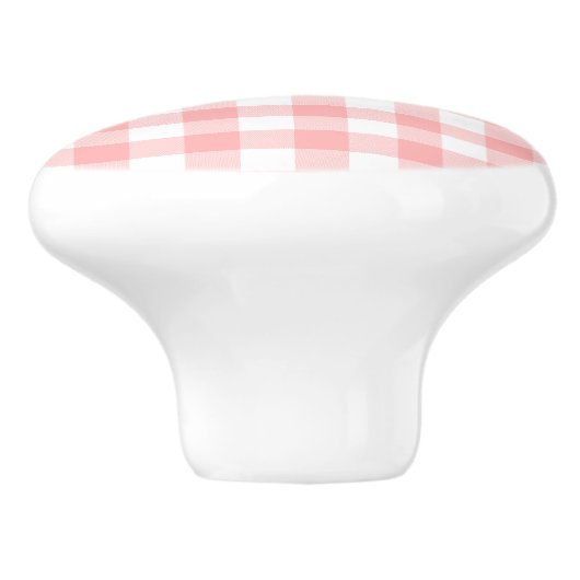 Pink Gingham Keramische Knop (Zijkant)
