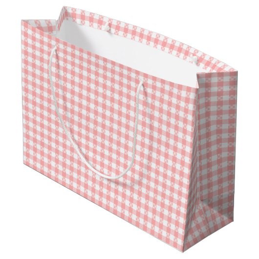 Pink Gingham Large Cadeautasje (Achterkant Gekanteld)