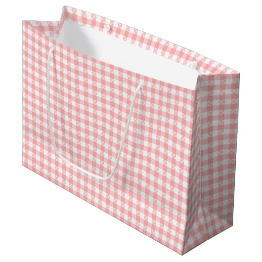Pink Gingham Large Cadeautasje (Voorkant Gekanteld)