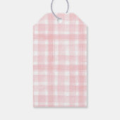 Pink Gingham Laurel Crest Bedankt Labels Cadeaulabel (Achterkant)