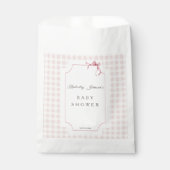 Pink Gingham met Bow-Baby shower Bedankzakje (Voorkant)