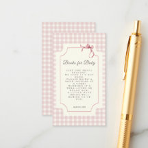 Pink Gingham met Bow Baby shower Boek Verzoek