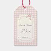Pink Gingham met Bow Baby shower Favoriet Label Cadeaulabel (Voorkant)