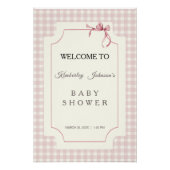 Pink Gingham met Bow-Baby shower Perfect Poster (Voorkant)