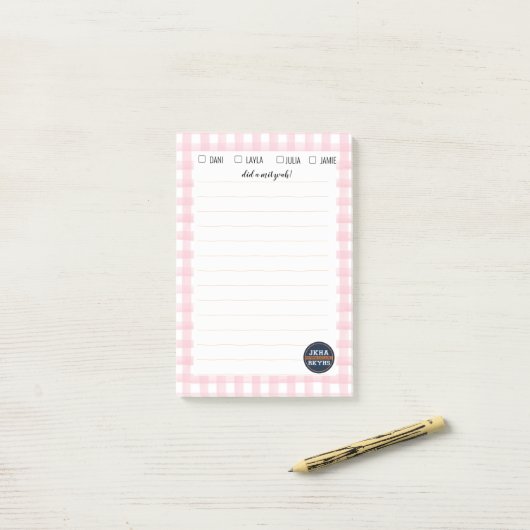 Pink Gingham Mitzvah Note (Op bureau)