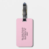 Pink Gingham Monogram Bagagelabel (Achterkant verticaal)