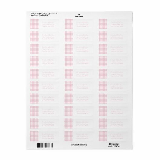 Pink Gingham Monogram Personalized Etiket (Full Sheet)