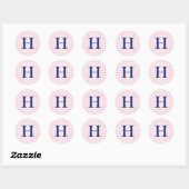 Pink Gingham Monogram Ronde Sticker (Vel)