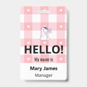 Pink Gingham Name Lanyard | Personalized ID Badge  (Dos)
