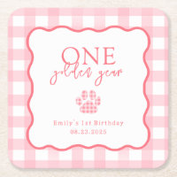 Pink Gingham One Golden Year Girls eerste verjaard