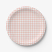 Pink Gingham Paper Plates Papieren Bordje (Voorkant)