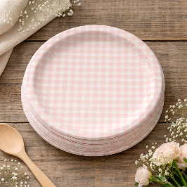 Pink Gingham Paper Plates Papieren Bordje