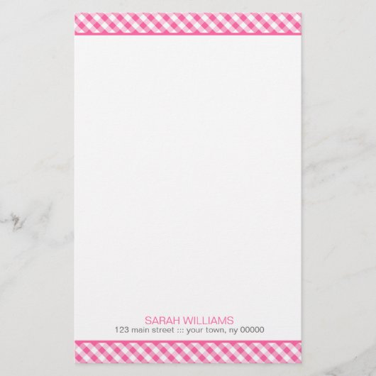 Pink Gingham Pattern Briefpapier (Voorkant)