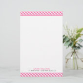 Pink Gingham Pattern Briefpapier (Staand voorkant)