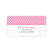 Pink Gingham Pattern Etiket (Voorkant)