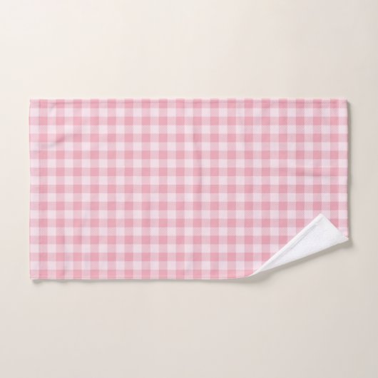 Pink Gingham Pattern Girly Check Plaid Checkered Bad Handdoek (Handdoek)
